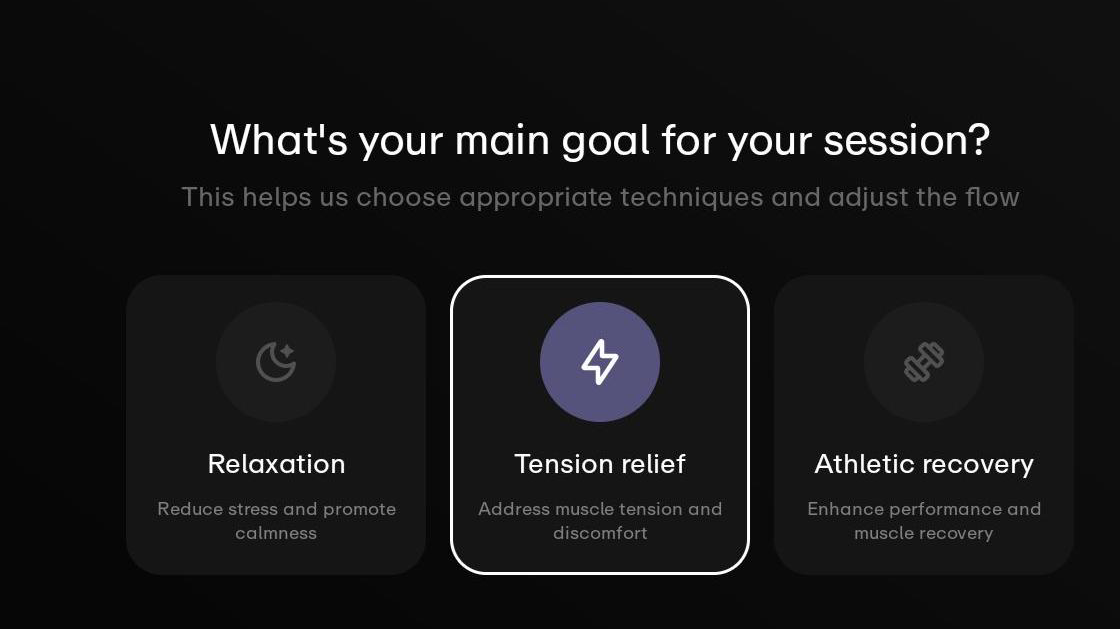 Create Your Aescape — session goal screen